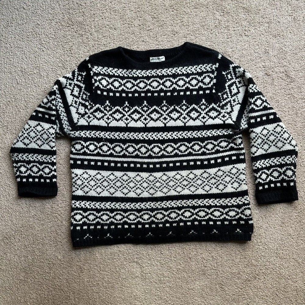 Eddie Bauer Sweater Men's XXL Crewneck Wool Blend Fair Isle Vtg